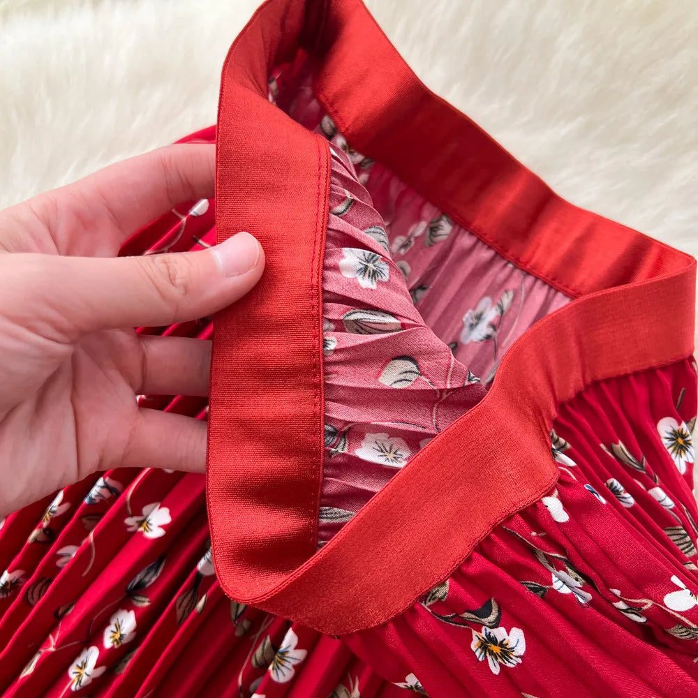 Floral A-Line Pleated Skirt | High Waist Summer Style