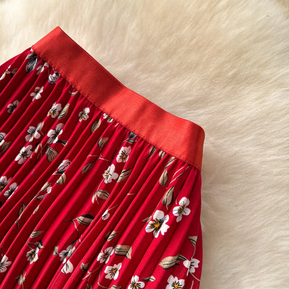 Floral A-Line Pleated Skirt | High Waist Summer Style