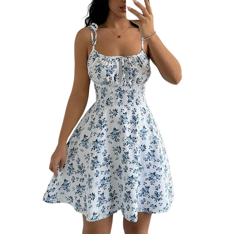 Floral Spaghetti Strap Mini Sundress | A-Line Beach Dress for Women