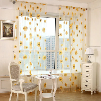 Peony Floral Tulle Sheer Curtains | Light-Filtering Panels for Any Room