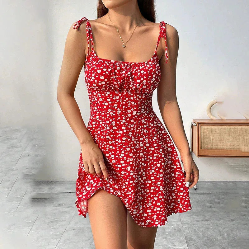 Floral Spaghetti Strap Mini Sundress | A-Line Beach Dress for Women