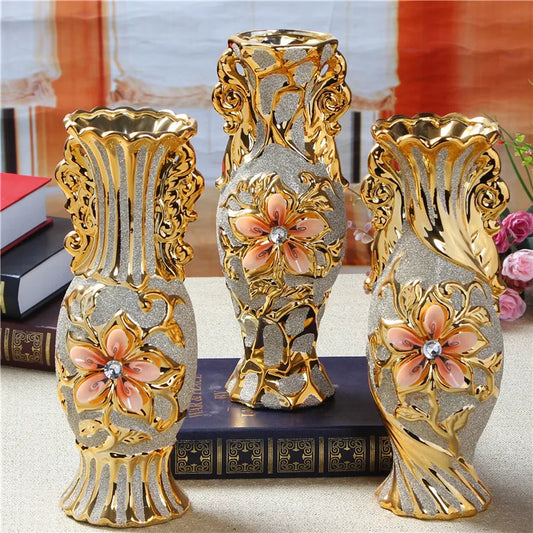 30cm Gold-Plated Ceramic Vase | European Luxury Decor