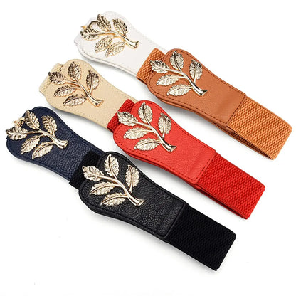 Gold Leaf Elastic Waist Closure With Double Hook Buckle