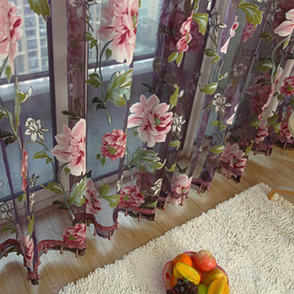 Peony Floral Tulle Sheer Curtains | Light-Filtering Panels for Any Room