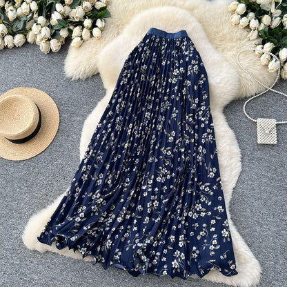 Floral A-Line Pleated Skirt | High Waist Summer Style