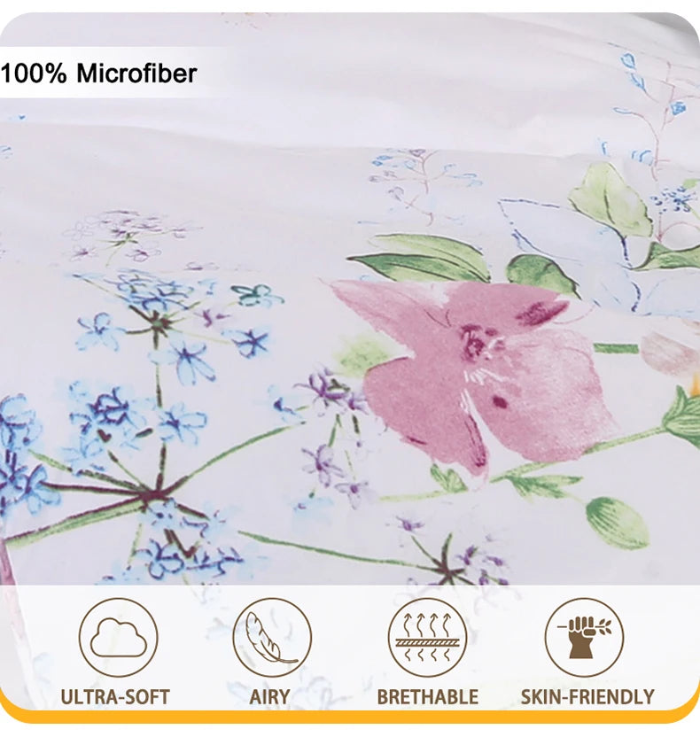 Flower Pattern Duvet Cover Set | 3-Piece Soft Bedding