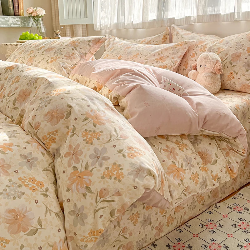 100% Cotton Floral Duvet Cover Set | Luxury 3-Piece Bedding