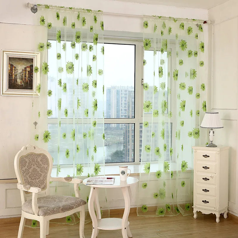 Peony Floral Tulle Sheer Curtains | Light-Filtering Panels for Any Room