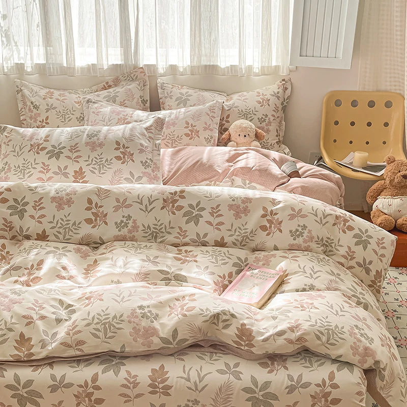 100% Cotton Floral Duvet Cover Set | Luxury 3-Piece Bedding