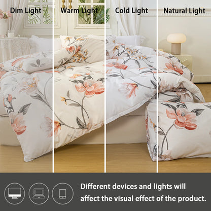 Leaf Floral Duvet Cover Set | 3-Piece Bedding Set