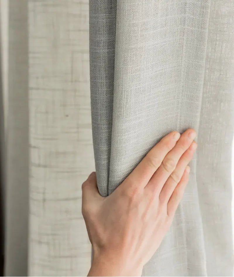 Modern Linen Sheer Curtains | Semi-Sheer Voile Panels for Living Room & Bedroom