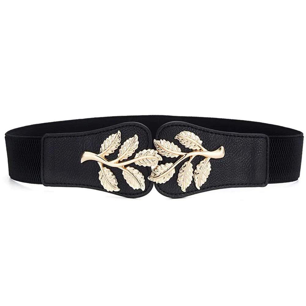 Gold Leaf Elastic Waist Closure With Double Hook Buckle