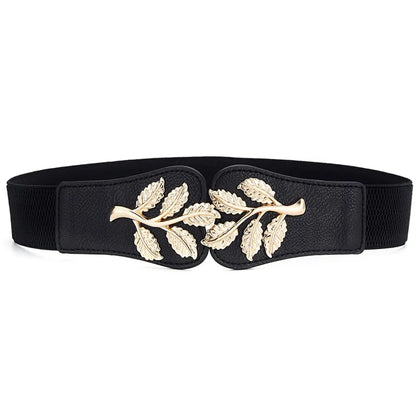 Gold Leaf Elastic Waist Closure With Double Hook Buckle
