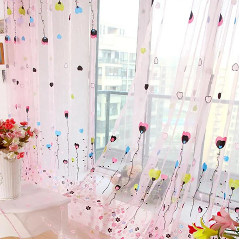 Peony Floral Tulle Sheer Curtains | Light-Filtering Panels for Any Room
