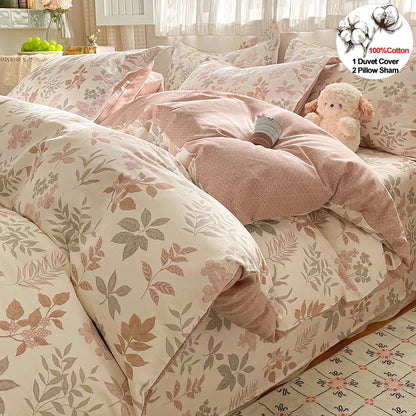 100% Cotton Floral Duvet Cover Set | Luxury 3-Piece Bedding