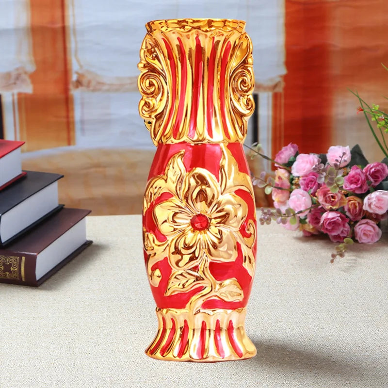30cm Gold-Plated Ceramic Vase | European Luxury Decor