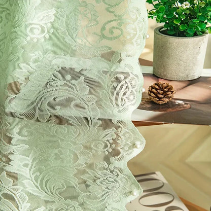 French Country Lace & Bead Curtain | Phoenix Tail Wave Design | Sheer Panel for Living Room & Bedroom