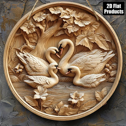 Round Wooden Swan Decorative Plaque | Wall Art for Home, Kitchen & Office
