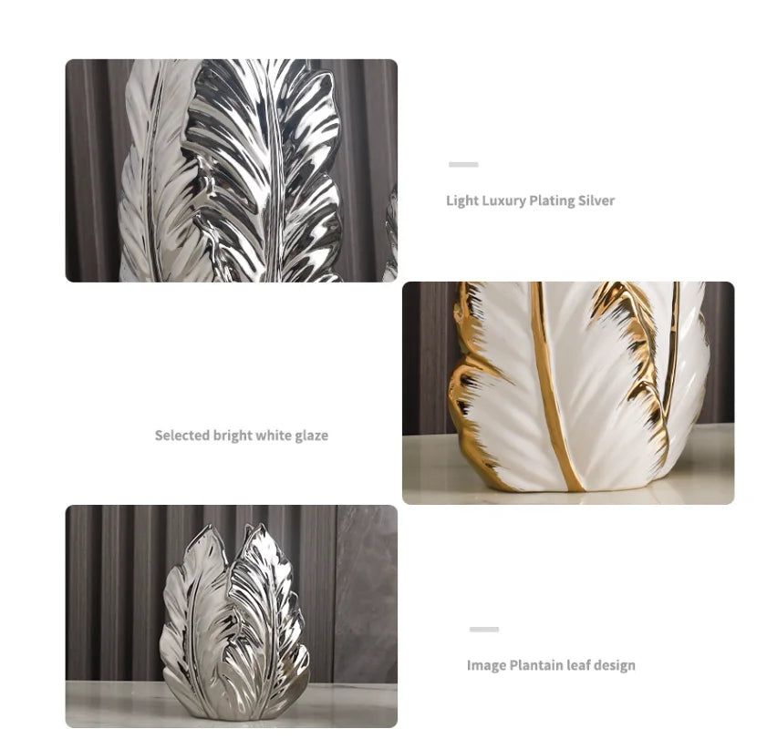 Nordic Gold-Painted Ceramic Vase | Luxury Home Decor