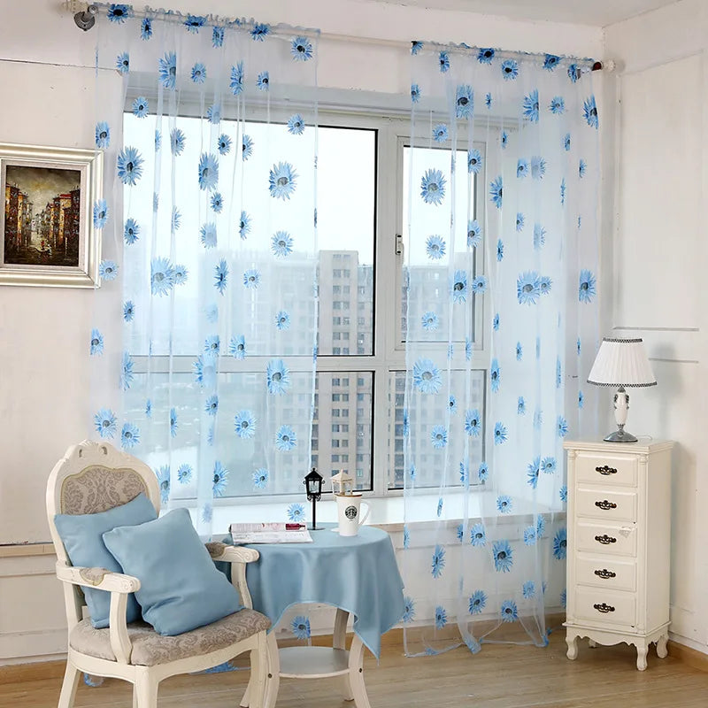 Peony Floral Tulle Sheer Curtains | Light-Filtering Panels for Any Room