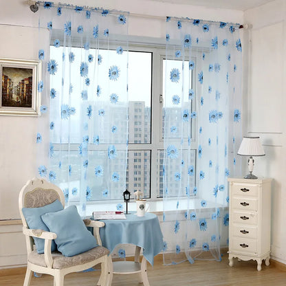 Peony Floral Tulle Sheer Curtains | Light-Filtering Panels for Any Room
