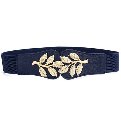 Gold Leaf Elastic Waist Closure With Double Hook Buckle