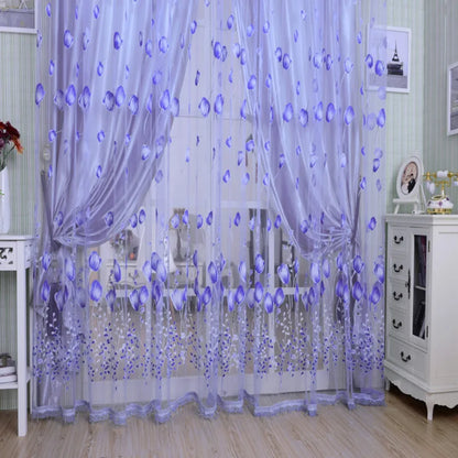 Peony Floral Tulle Sheer Curtains | Light-Filtering Panels for Any Room