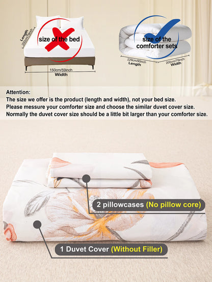Leaf Floral Duvet Cover Set | 3-Piece Bedding Set