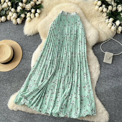 Floral A-Line Pleated Skirt | High Waist Summer Style
