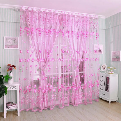 Peony Floral Tulle Sheer Curtains | Light-Filtering Panels for Any Room
