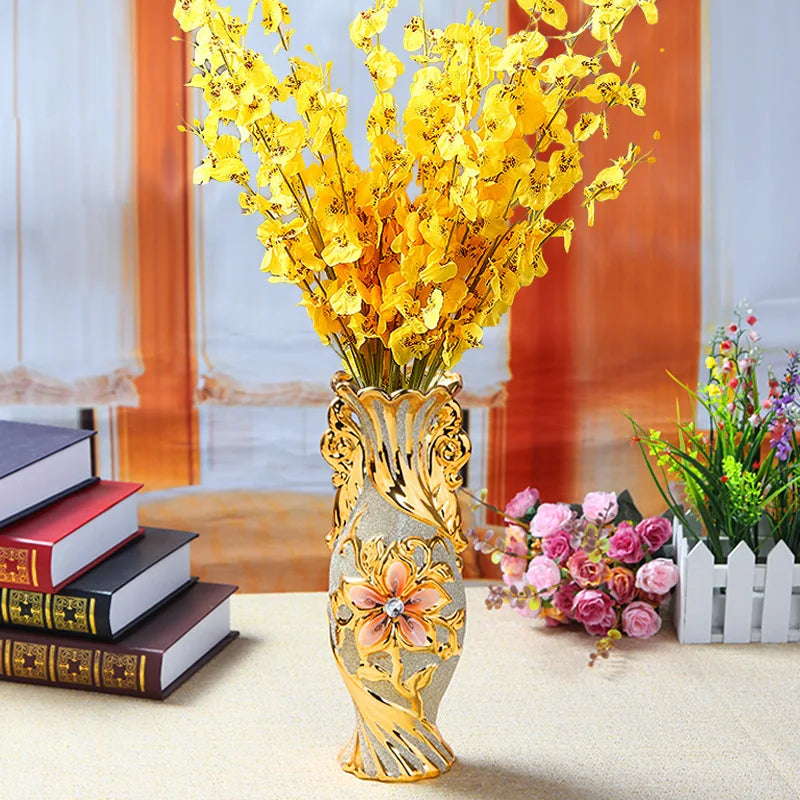 30cm Gold-Plated Ceramic Vase | European Luxury Decor