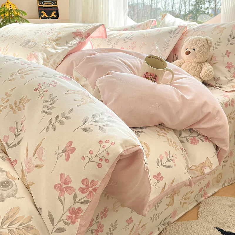 100% Cotton Floral Duvet Cover Set | Luxury 3-Piece Bedding