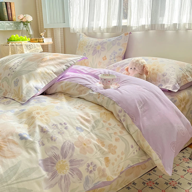 100% Cotton Floral Duvet Cover Set | Luxury 3-Piece Bedding