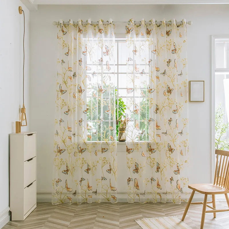 Peony Floral Tulle Sheer Curtains | Light-Filtering Panels for Any Room