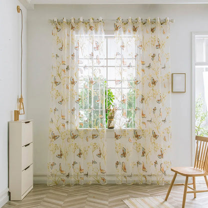 Peony Floral Tulle Sheer Curtains | Light-Filtering Panels for Any Room