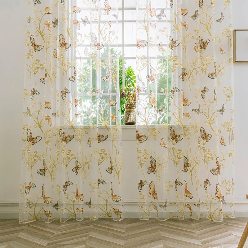 Peony Floral Tulle Sheer Curtains | Light-Filtering Panels for Any Room