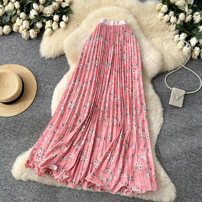Floral A-Line Pleated Skirt | High Waist Summer Style