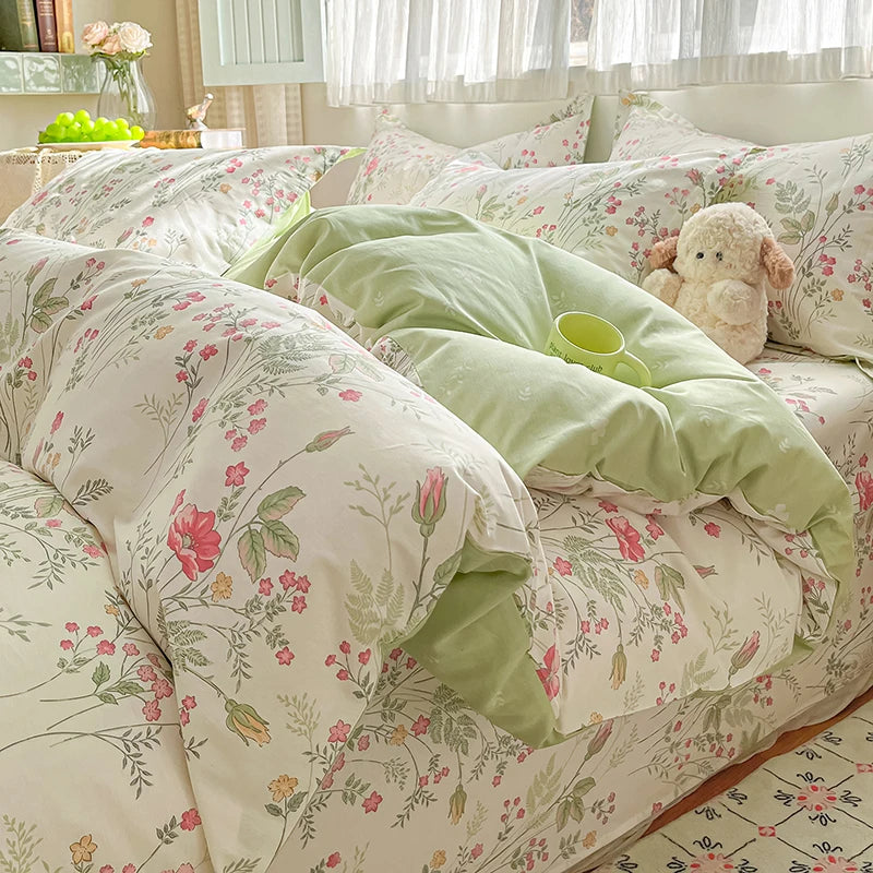 100% Cotton Floral Duvet Cover Set | Luxury 3-Piece Bedding