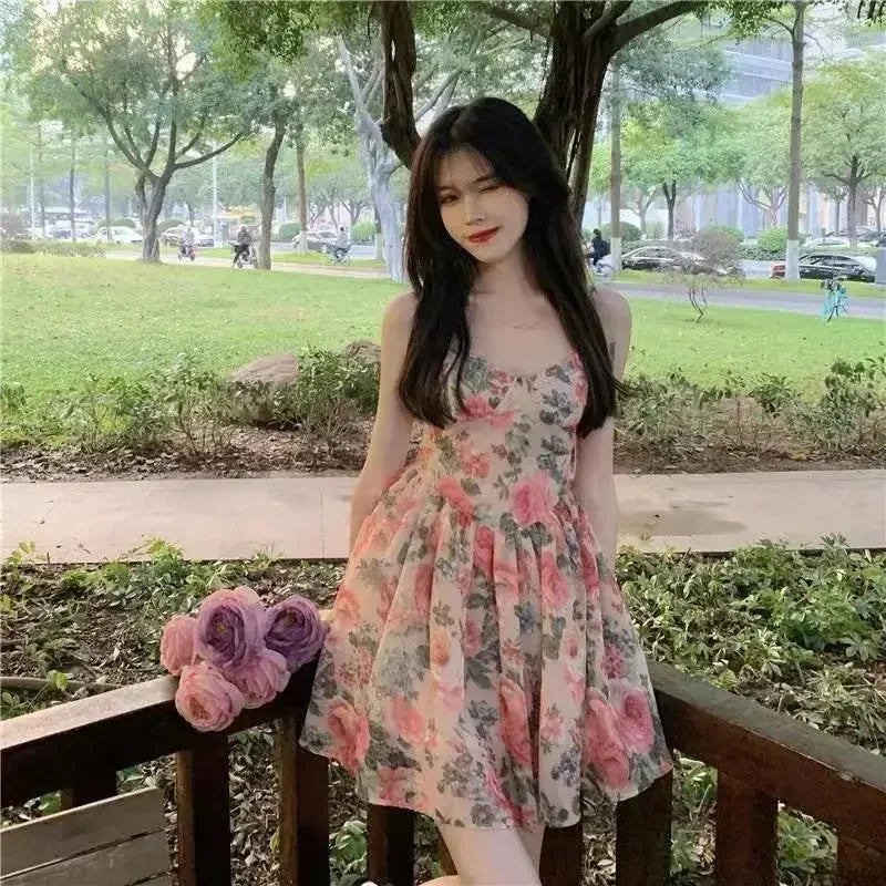 High-waisted Slimming Floral Tank Dress