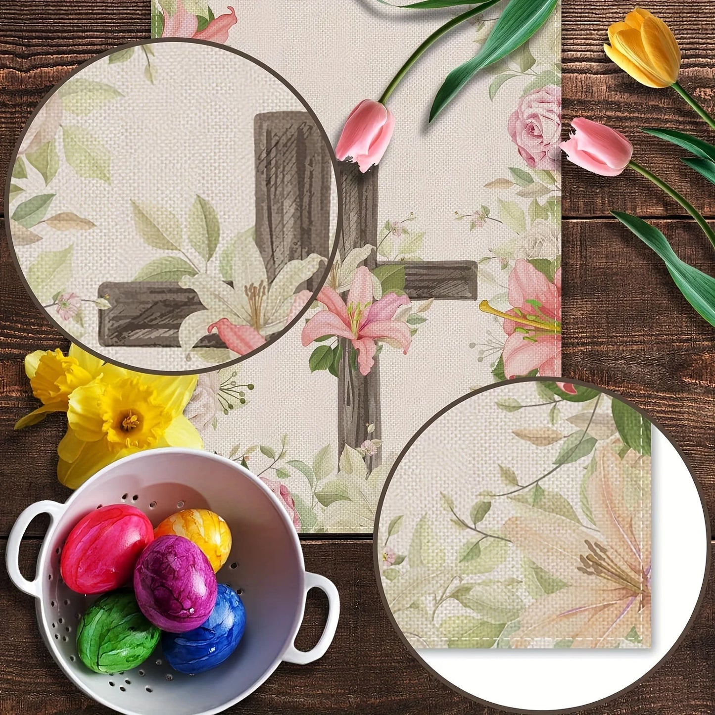 Easter Floral Cross Table Runner | Faith & Holiday Decor
