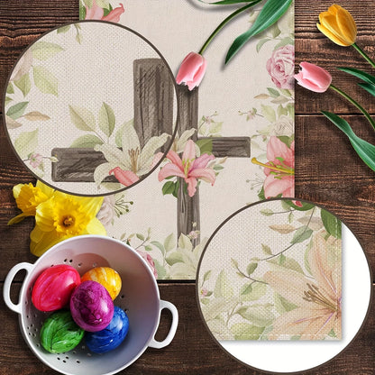 Easter Floral Cross Table Runner | Faith & Holiday Decor