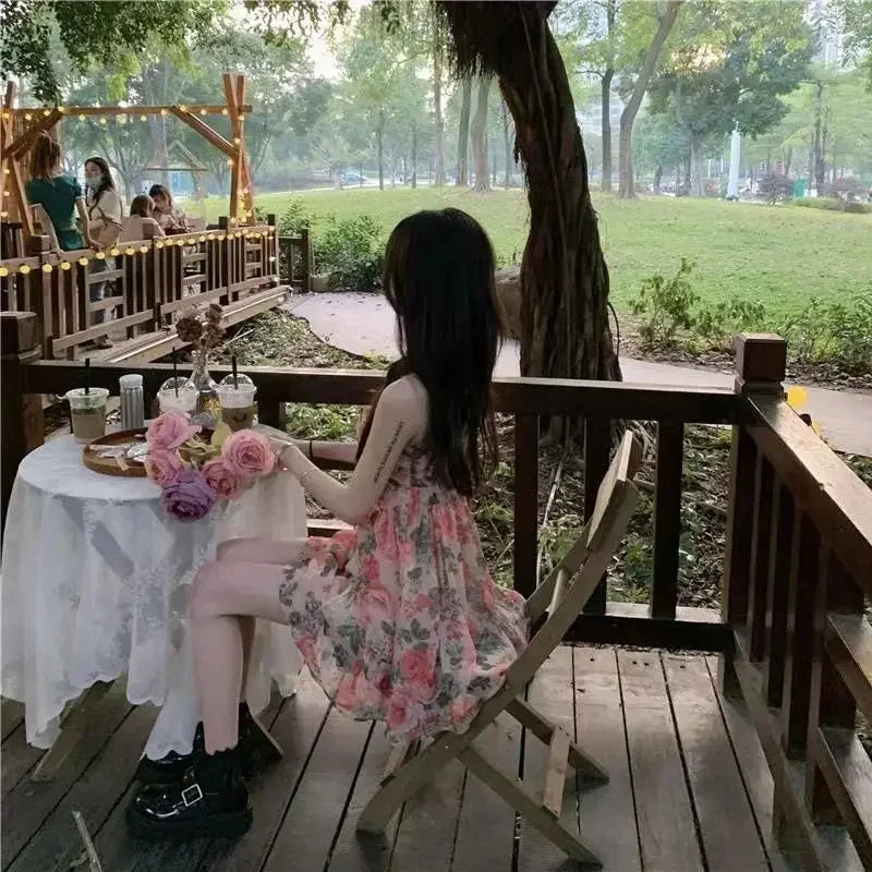 High-waisted Slimming Floral Tank Dress