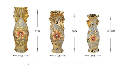 30cm Gold-Plated Ceramic Vase | European Luxury Decor