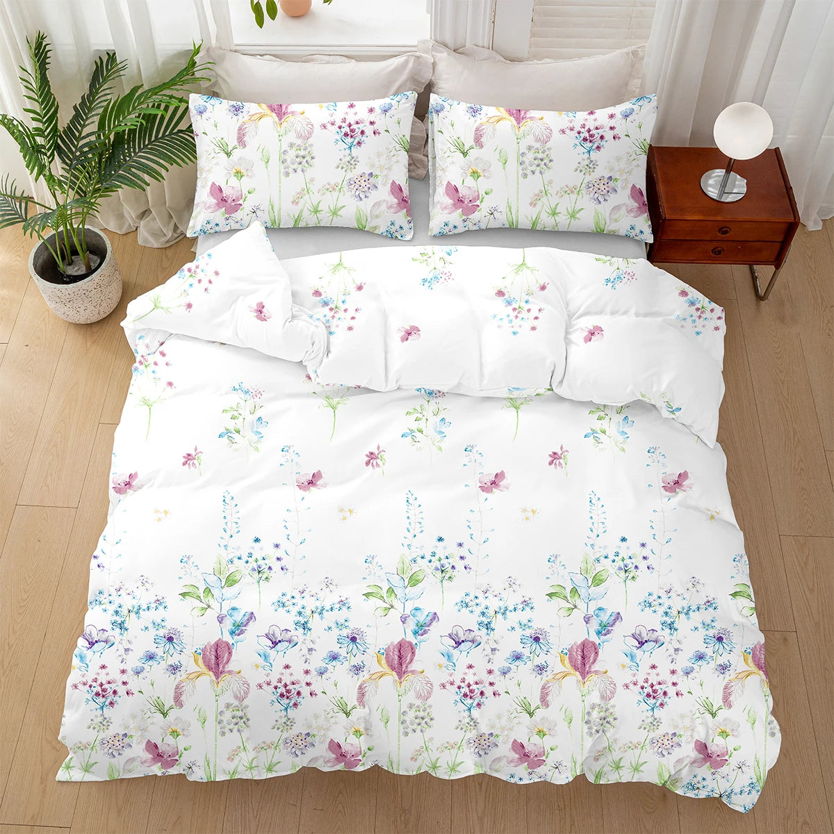 Flower Pattern Duvet Cover Set | 3-Piece Soft Bedding