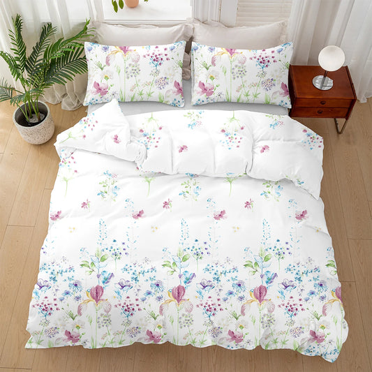 Flower Pattern Duvet Cover Set | 3-Piece Soft Bedding