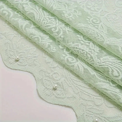 French Country Lace & Bead Curtain | Phoenix Tail Wave Design | Sheer Panel for Living Room & Bedroom