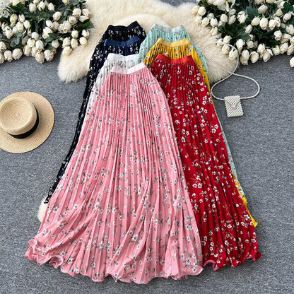 Floral A-Line Pleated Skirt | High Waist Summer Style
