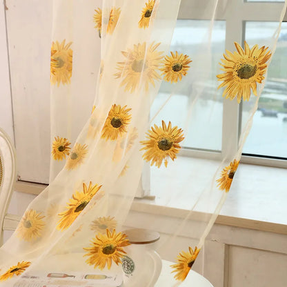 Peony Floral Tulle Sheer Curtains | Light-Filtering Panels for Any Room