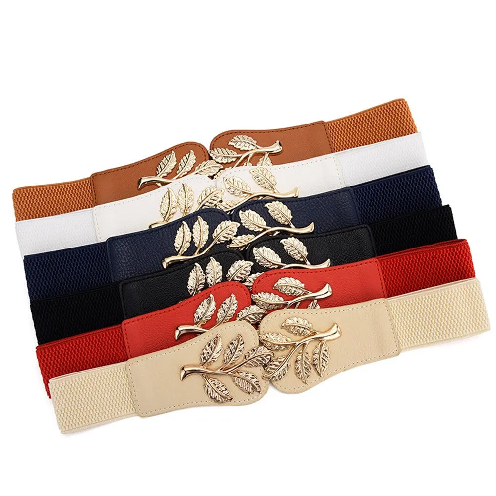 Gold Leaf Elastic Waist Closure With Double Hook Buckle