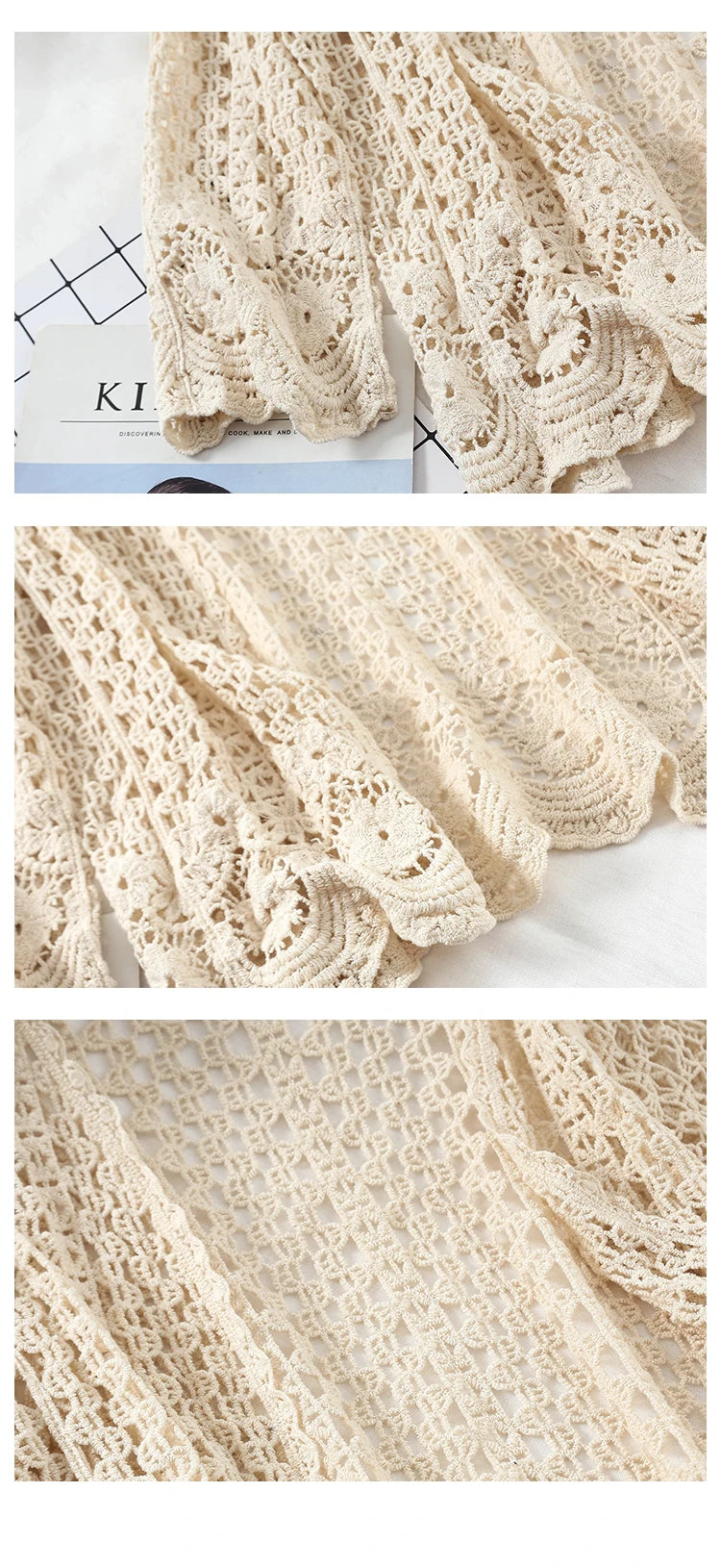 Open Lace Cardigan Crocheted Hollow Out Shrug